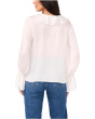 Double Ruffle Front V-Neck Blouse With Ruffle Cuffs