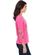 3/4 Sleeve Trapunto V-Neck Tee