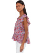 Flutter Sleeve Peplum Woven Top with Ties