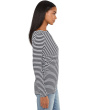 Side Ruched Slub Long Sleeve Stripe