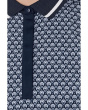 Sleeveless Scarf Geo Print Rib Collar Polo