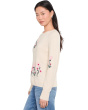 Flower Embroidery Long Sleeve Crew Neck Sweater