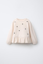 Zara РУБАШКА SOFT TOUCH С ВЫШИТЫМИ СЕРДЕЧКАМИ кремового цвета / мелированная