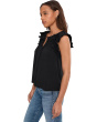 Flutter Sleeve Knit To Woven Top With Ties