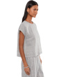Striped Organic Linen Sheen Round Neck Top