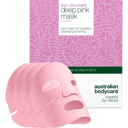 Australian Bodycare Маски для лица B12 + коллагеновая темно-розовая маска - 4 шт.