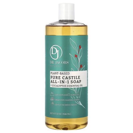 Dr. Jacobs Naturals, Чистое кастильское универсальное мыло на растительной основе с эфирным маслом эвкалипта, 946 мл (32 унции)