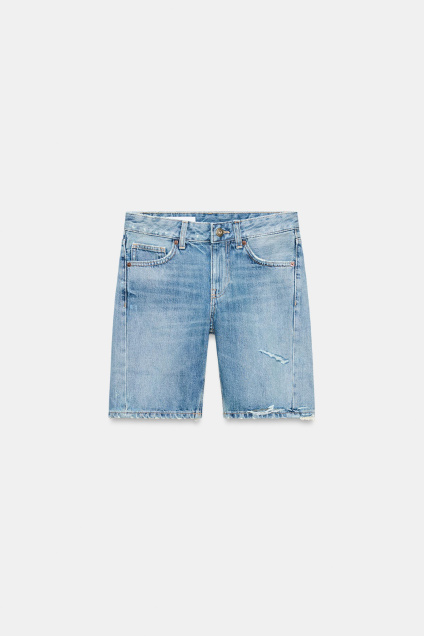 Zara ДЖИНСОВЫЕ ШОРТЫ-БЕРМУДЫ TRF С ПОЯСОМ СРЕДНЕЙ ВЫСОТЫ 539853703-400-32