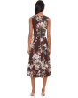 Sleeveless Scuba Crepe Floral Belted A-Line