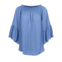 Designer-Volant-Carmenbluse, blau