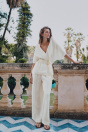 Zara ТОП С РЕМЕШКОМ И ПРЯЖКОЙ кремового цвета