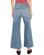 Patch Pocket Flared Wide Leg Jeans with Raw Hem in Shalimar Wash