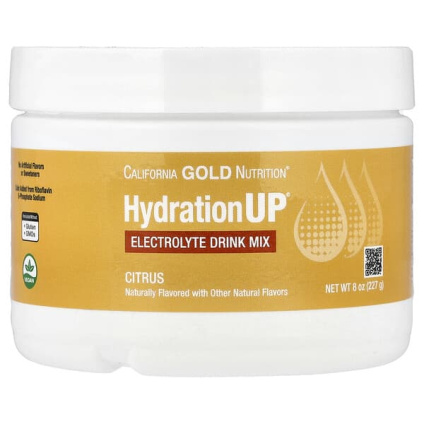 California Gold Nutrition, HydrationUP®, смесь для приготовления напитка с электролитами, с кальцием, калием, витаминами C и E, со вкусом цитрусовых, 227 г (8 унций)