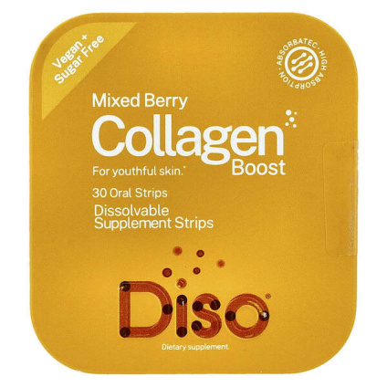 Diso, Collagen Boost, коллаген с ягодным ассорти, 30 полосок для полости рта