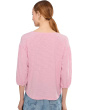 3/4 Shirred Sleeve Open Crew Neck Tee