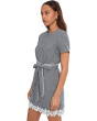 Denim Linen A-line Tie Waist Mini Dress