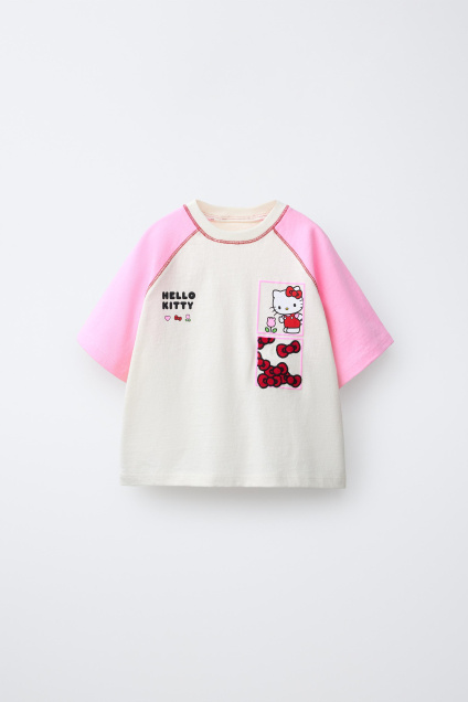 Zara ФУТБОЛКА С ЦВЕТНЫМИ РУКАВАМИ РЕГЛАН HELLO KITTY SANRIO 523328430-620-18