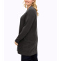 Longpullover m. hohem Schlitz und Glitzerblende, graphit-grau-meliert