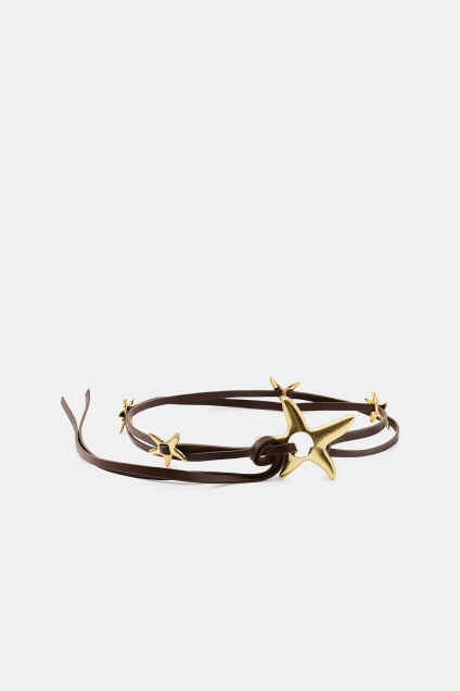 Zara Двойной РЕМЕНЬ ИЗ 100% КОЖИ СО ЗВЕЗДАМИ 528148206-700-85