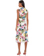 Sleeveless Collared Neck Floral Cotton Midi