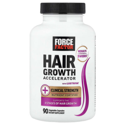 Force Factor, ускоритель роста волос с Lustriva®, 90 растительных капсул