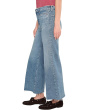 Patch Pocket Flared Wide Leg Jeans with Raw Hem in Shalimar Wash