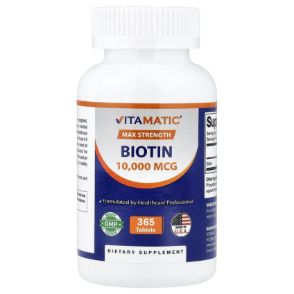 Vitamatic, Биотин, максимальная эффективность, 10 000 мкг, 365 таблеток
