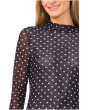 Long Sleeve Mesh Fitted Turtleneck Top