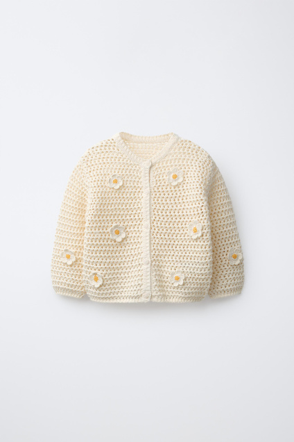 Zara КАРДИГАН С КРЮЧКОМ И ГУСИНЫМИ ЦВЕТАМИ 526731299-712-6