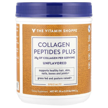 The Vitamin Shoppe, Collagen Peptides Plus, без добавок, 564,2 г (20 унций)