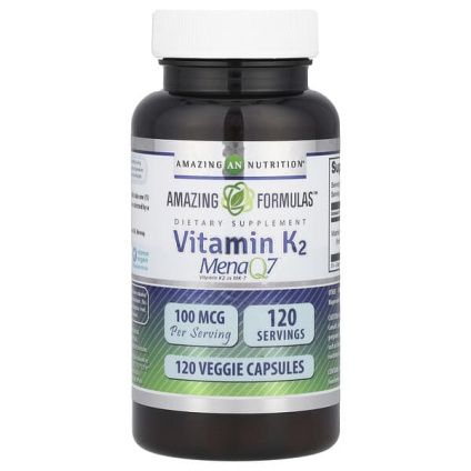 Amazing Nutrition, Amazing Formulas ™, витамин K2, 100 мкг, 120 растительных капсул