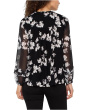 Long Sleeve Popover Shirred Woven Blouse