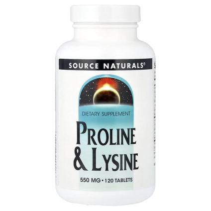Source Naturals, пролин и лизин, 120 таблеток