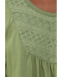 Flutter Sleeve Woven To Knit Top with Embroidery