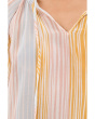 Tie Neck Shirring Long Sleeve