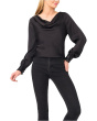 Long Sleeve Satin Cowl Neck Top