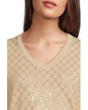 Pop Top - Long Sleeve V-Neck Sweater with Crystals detail