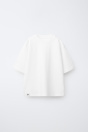 Zara ОДНОТОННАЯ ФУТБОЛКА С БЛОКИРОВКОЙ кремового цвета, яркая