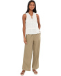 Sleeveless Tie Front Woven Top with Smocking