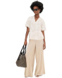 Crew Neck Short Puff Sleeve Top