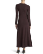 Long Sleeve Crew Curved Seam Rouched Dress