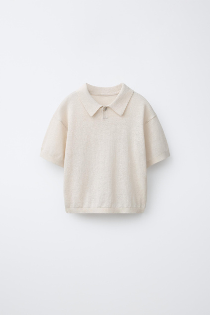 Zara РУБАШКА-ПОЛО ИЗ ХЛОПКА И ЛЬНА 495707360-712-18