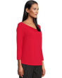 3/4 Sleeve Draped Neck Knit Top