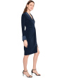 Combo Shawl Collar Midi Dress