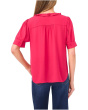 Short Puff Sleeve Button Down Ruffled Top