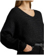 Metallic Rib-Knit Dolman-Sleeve Sweater
