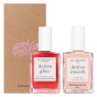 Active Icons Duo Nail Polish Set | Active Glow Raspberry and Active Smooth 00 Nail Polishes - Nail Hardener - Brightening Treatment Varnish & Care