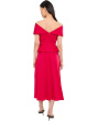 Off-the-Shoulder Dropwaist Cotton Midi