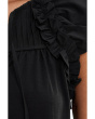 Flutter Sleeve Knit To Woven Top With Ties