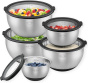 SILBERTHAL Edelstahl Schüssel 5er Set mit Deckel - Rührschüsseln zum Servieren, Kochen, Backen, Aufbewahren - Rutschfester Boden - 5 Stück